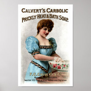 kalverts Carbolic Pricly Heat Soap Advert Poster