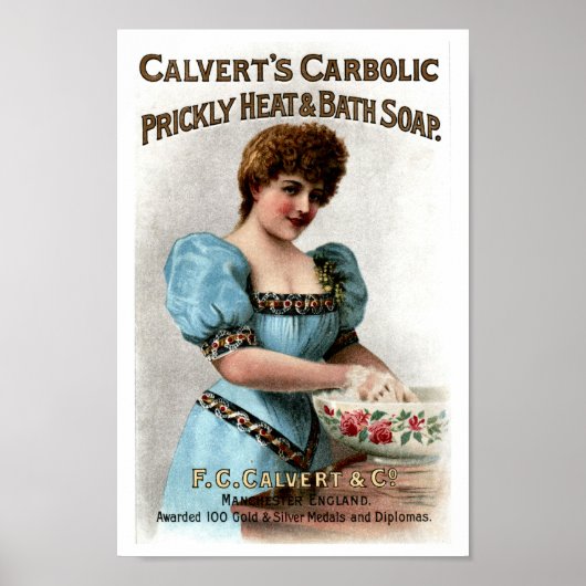 kalverts Carbolic Pricly Heat Soap Advert Poster (Voorkant)