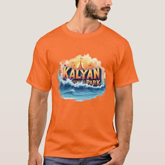 "Kalyan Amusement Park" Logo – Levendig golfontwer T-shirt (Voorkant)
