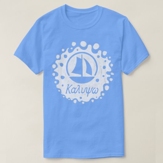 Kalypso zeilboot Griekse letters T-shirt (Design voorkant)