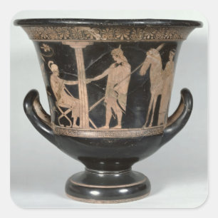 Kalyxkrater met rode figuur vierkante sticker