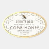 Kam Honing label met Bee Honeycomb Gold Edge (Voorkant)