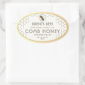 Kam Honing label met Bee Honeycomb Gold Edge (Tas)