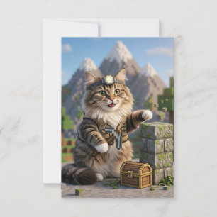 KAM KAM De Voxel Verkenner Realistische Gamer Kat Bedankkaart