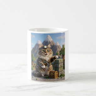 KAM KAM De Voxel Verkenner Realistische Gamer Kat Koffiemok