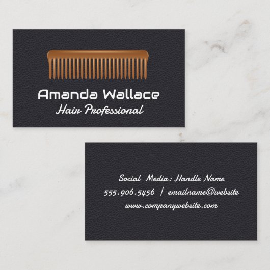 Kam | Leren achtergrond Visitekaartje (Voorkant / Achterkant)