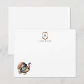 Kam met gemonografeerde kalkoenvogel bedankkaart (Voorkant / Achterkant)