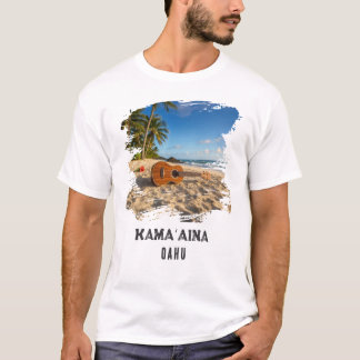 Kamaʻaina Oahu Ukelele op Hawaï strand T-shirt