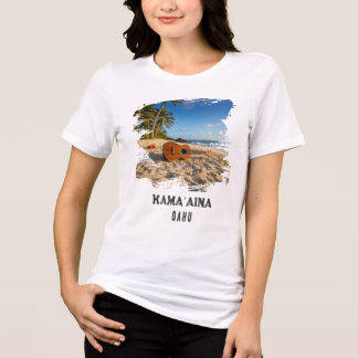 Kamaʻaina Oahu Ukelele op Hawaï Strand Tri-Blend Shirt