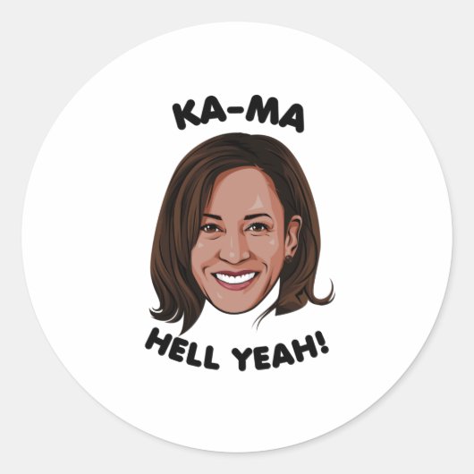 KAMA-HELL YEAH KAMALA HARRIS 2020 RONDE STICKER (Voorkant)