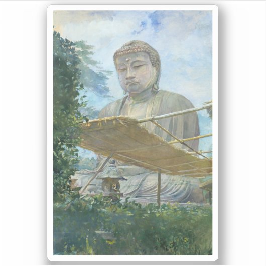 Kamakura Daibutsu Buddha waterverf schilderij Sticker (Voorkant)