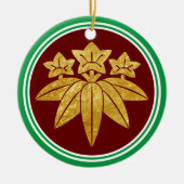 Kamakura Minamoto Mon Japan Clan Faux Gold Keramisch Ornament (Voorkant)