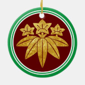 Kamakura Minamoto Mon Japan Clan Faux Gold Keramisch Ornament (Achterkant)