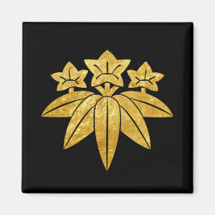 Kamakura Minamoto Mon Japans faux goud op zwart Magneet