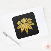 Kamakura Minamoto Mon Japans faux goud op zwart Vierkante Sticker (Envelop)