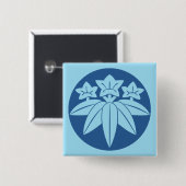 Kamakura Minamoto Mon Japanse clan blauw Vierkante Button 5,1 Cm (Voorkant /achterkant)