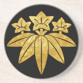 Kamakura Minamoto Mon Japanse clan in faux gold Zandsteen Onderzetter (Voorkant)