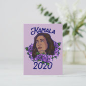 Kamala 2020 Floral Paars Violet Art Briefkaart (Staand voorkant)