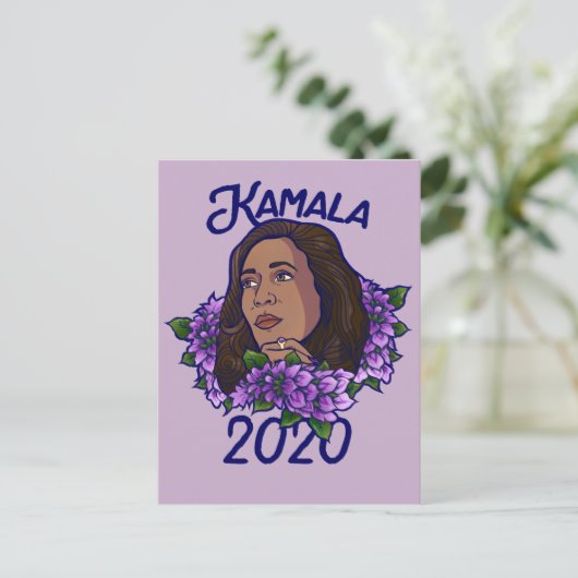Kamala 2020 Floral Paars Violet Art Briefkaart (Staand voorkant)