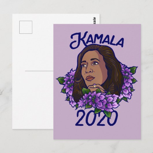 Kamala 2020 Floral Paars Violet Art Briefkaart (Voorkant / Achterkant)