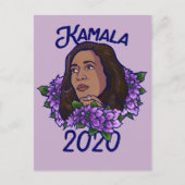 Kamala 2020 Floral Paars Violet Art Briefkaart (Voorkant)