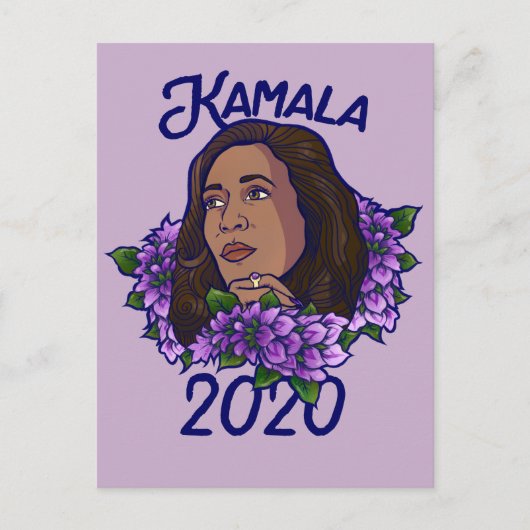 Kamala 2020 Floral Paars Violet Art Briefkaart (Voorkant)