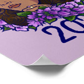 Kamala 2020 Floral Paars Violet Art Poster (Hoek)