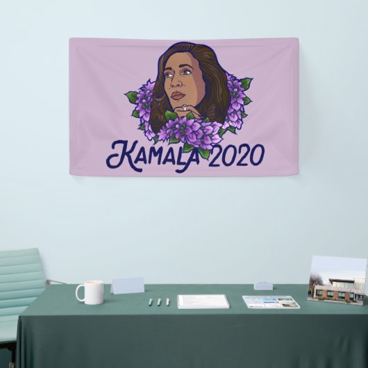 Kamala 2020 Floral Paars Violet Art Spandoek (Beurs)