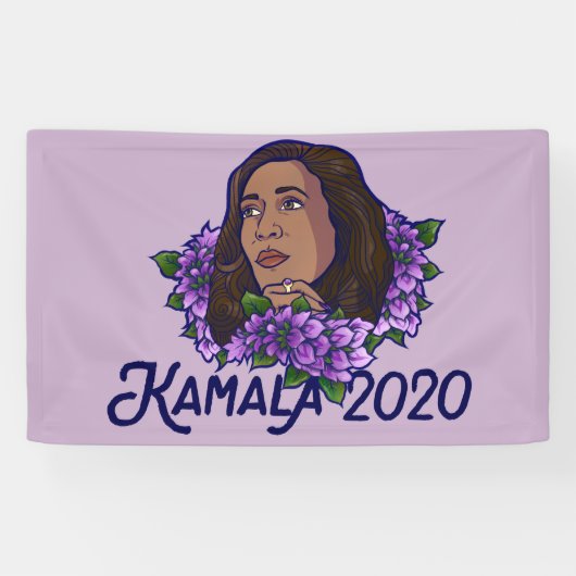 Kamala 2020 Floral Paars Violet Art Spandoek (Horizontaal)
