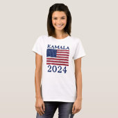 KAMALA 2024 Amerikaanse vlag  blauw-democratische  T-shirt (Voorkant volledig)