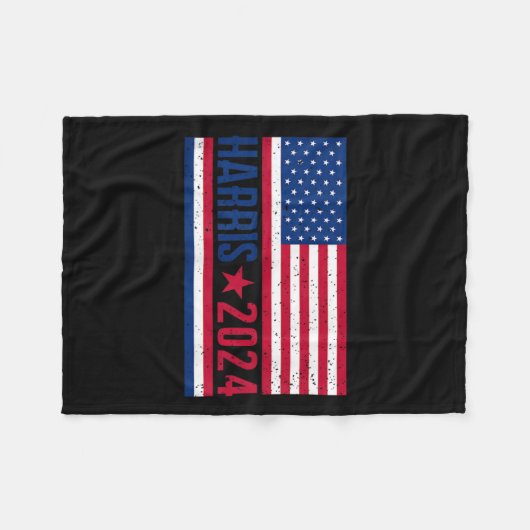 Kamala 2024 Amerikaanse Vlag Fleece Deken (Voorkant (Horizontaal))