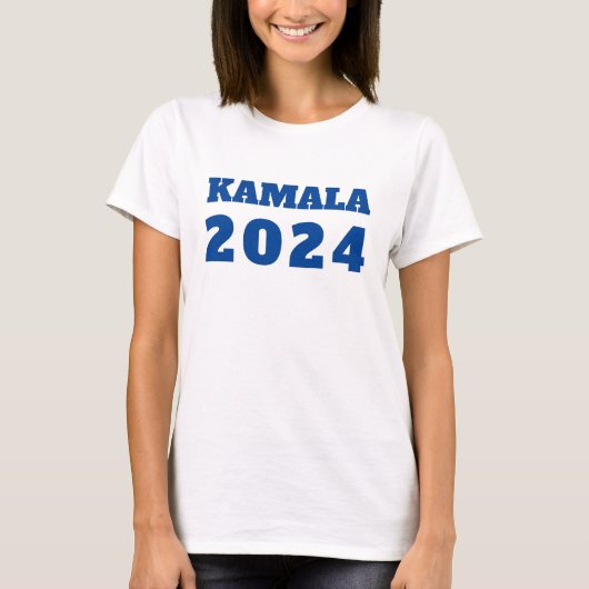 KAMALA 2024 blauw-democratische tekst T-shirt (Voorkant)