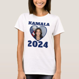 KAMALA 2024 foto hart blauw democraat tekst T-shirt