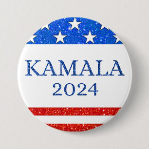 KAMALA 2024 Glitter Amerikaanse vlag Ronde Button 7,6 Cm