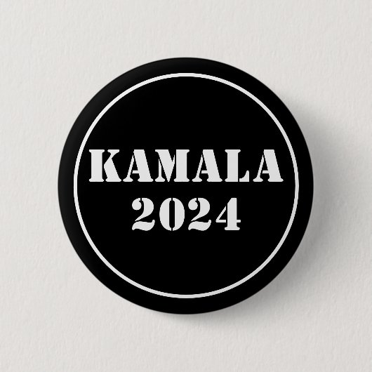 Kamala 2024 Helder Blauw & Wit Ronde Button 5,7 Cm (Voorkant)