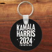 Kamala 2024 Ondersteuning Ik ben met haar Kamala H Sleutelhanger (Voorkant)