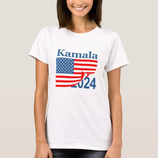 Kamala 2024 Opgevouwen Vlag Onthullen Harris Presi T-shirt (Voorkant)