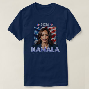 Kamala 2024 rood, wit en blauw t-shirt