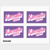 Kamala 2024 Roze en Paarse Kleurrijk Rechthoekige Sticker (Vel)