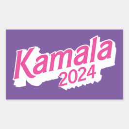 Kamala 2024 Roze en Paarse Kleurrijk Rechthoekige Sticker