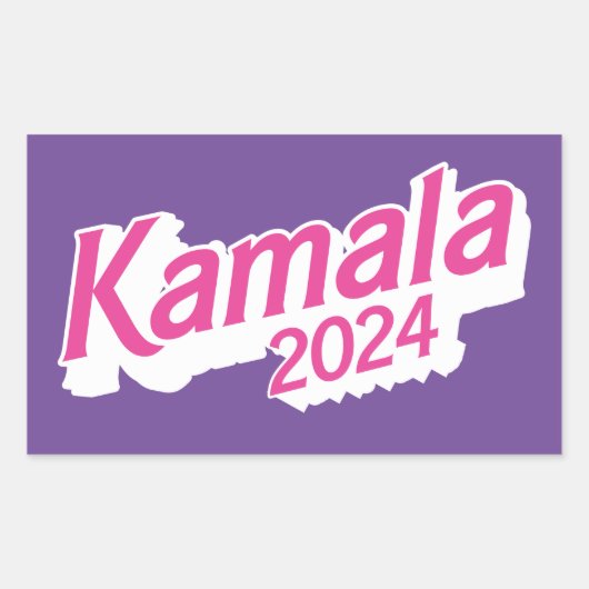 Kamala 2024 Roze en Paarse Kleurrijk Rechthoekige Sticker (Voorkant)