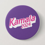 Kamala 2024 Roze en Paarse Kleurrijk Ronde Button 7,6 Cm (Voorkant)