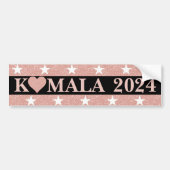 KAMALA 2024 Roze Glitter Hart op Zwart Bumpersticker (Voorkant)