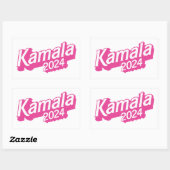 Kamala 2024 roze kleurrijk rechthoekige sticker (Vel)