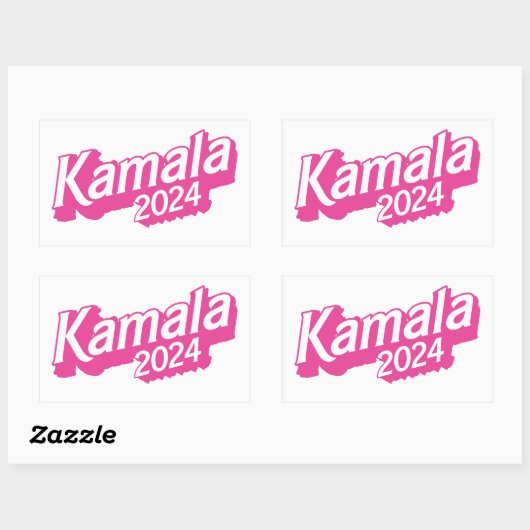 Kamala 2024 roze kleurrijk rechthoekige sticker (Vel)
