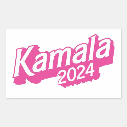 Kamala 2024 roze kleurrijk rechthoekige sticker (Voorkant)