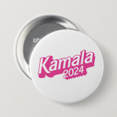 Kamala 2024 roze kleurrijk ronde button 7,6 cm (Voorkant /achterkant)