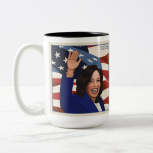 Kamala 2024 tweekleurige koffiemok