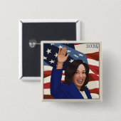 Kamala 2024 vierkante button 5,1 cm (Voorkant /achterkant)