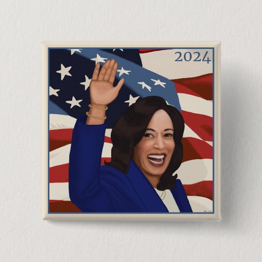Kamala 2024 vierkante button 5,1 cm (Voorkant)